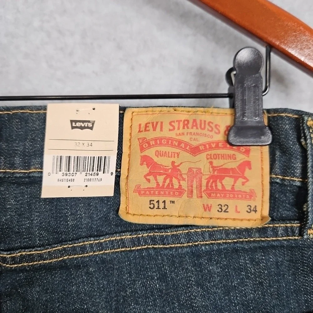 Levi's Men's 511 Slim Fit Stretch‎ Jeans Dark Blue 32W x 34L 45110408 New